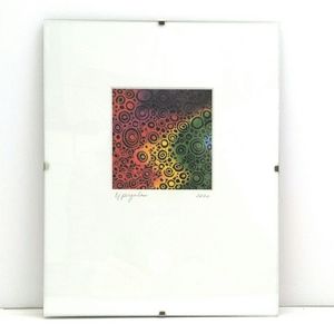 Hand Crafted Framed Original Scratchboard Art Drawing 'Rainbow Beach Bubbles'